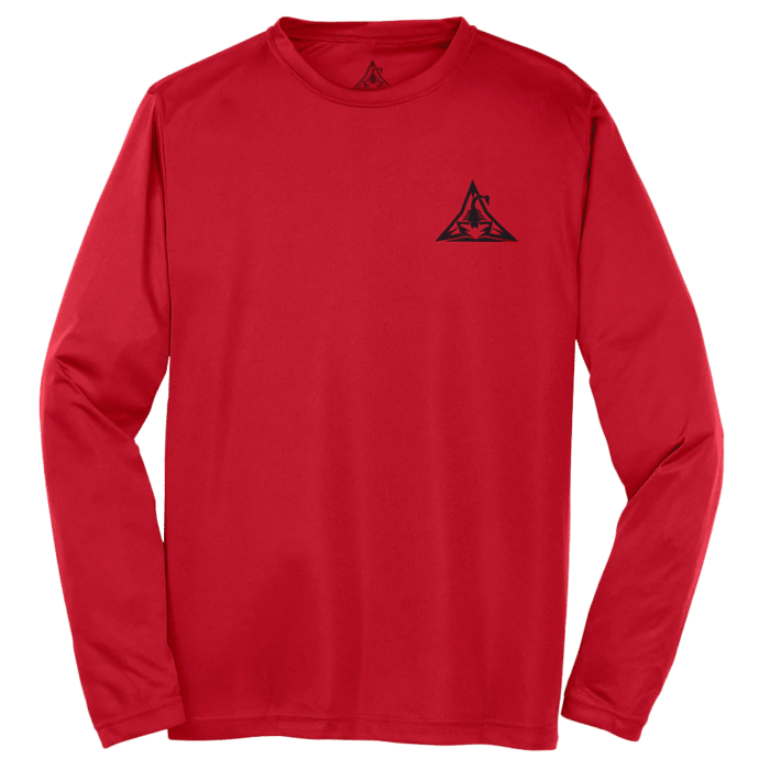 RISE Performance Flag Long Sleeve T-Shirts-Red-1