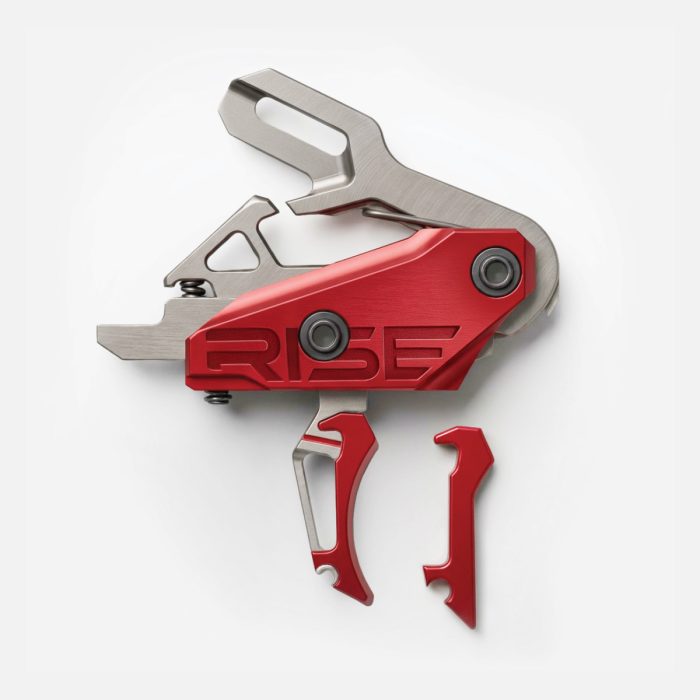RISE Rev 535 Slide-and-Snap AR Trigger - Curved Silver/Red