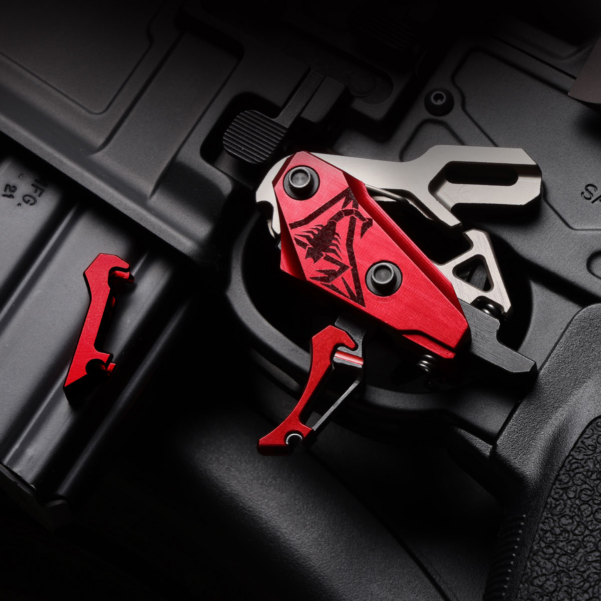 RISE Rev 535 Slide-and-Snap AR Trigger - Black and Red